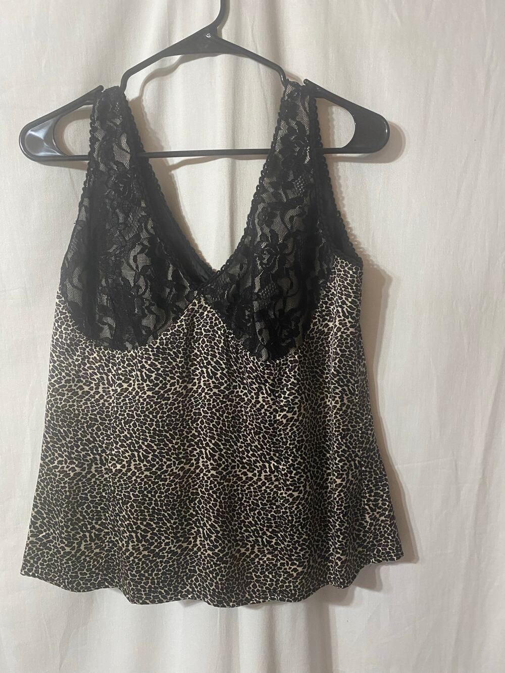 Spiegel Y2K Lace Cheetah Print Babydoll Tank Silk Vintage Clubbing Going out 12
